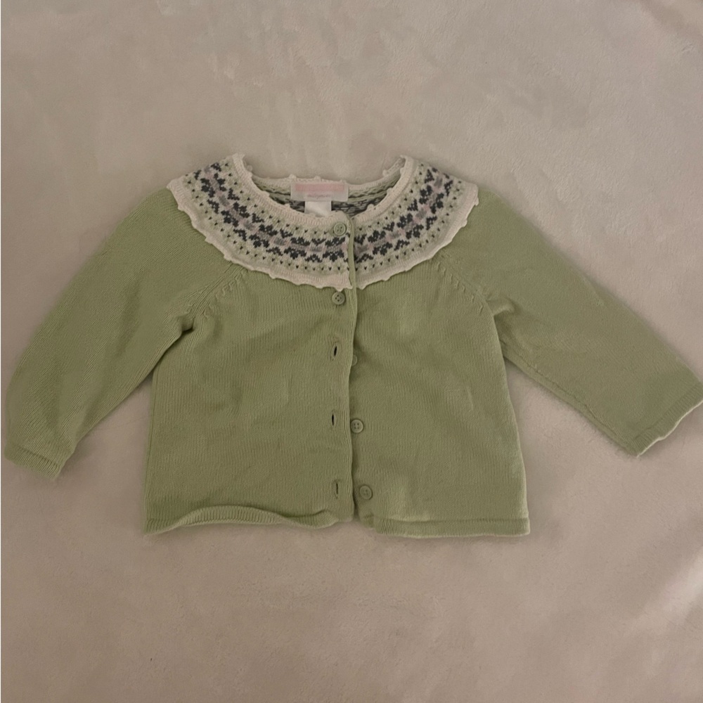 Janie and Jack green cardigan size 6-12 mo